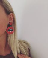 Red Lip Acrylic Earrings Photo 0