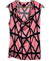 Worthington  Pink Black Pattern Cowl Neck Sleeveless Blouse | Size Large Photo 0