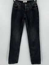 We The Free People Jeans Button Fly Straight Leg Loose Low Rise Black Size 24 Photo 0