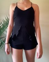 Blu Spero Black Romper With Ruffle Detail Photo 0