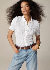 J. Crew Smocked Button up Shirt Cotton Blend Photo 0