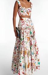 Commense Printed Pleated Skirt Set size xs White Photo 0