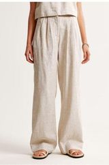 Abercromb & Fitch NEW Women's Sloane Tailored Linen-Blend Wide Leg Pant Size 14L Photo 0