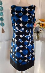 AB Studio Sheath Sleeveless Blue,Black & White Dress Photo 0