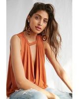 Forever 21 Orange Plunge Neckline Shirt Photo 0