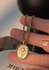 Sunflower Pendant Necklace Rope Chain Necklace Gold Chain Necklace Photo 0