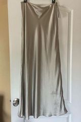 Adrianna Papell Pewter Silk Maxi Skirt Photo 0