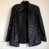 Vintage Beverly Paige Sequin Blazer Jacket in Black Union Made Size 12 Photo 0