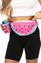 NWOT Ulta Beauty Pink Green Watermelon Fanny Pack Belt Bag & Drink Holder Coozie Photo 0