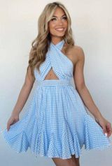 Blue And White Gingham Dress Photo 0