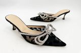 Mach & Mach  Double Crystal Bow Pointed Toe Mules Black Leopard 42 Photo 0