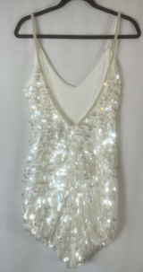 AZALEA WANG Sequin & Pearl Mini Dress – Size L | White Paillette Wedding Style Size L Photo 0