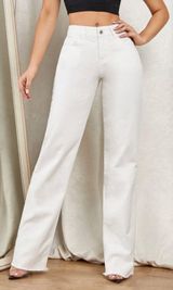 SheIn High Waist Raw Hem Wide Leg Jeans Photo 0