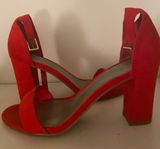 Red Open Toe Heels Size 8.5 Photo 0