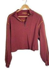 Orvis Women’s Ribbed Cropped Quarter Zip Pullover in Red/Orange Size M Photo 0
