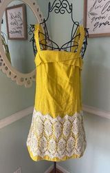 Anthropologie Floreat Size 0 Yellow and White Lace Cloud Dress Women Photo 0