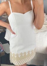 Like New Lilly Pulitzer Pineapple Trim Dress White Gold Size 2 Photo 0