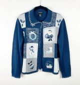 Jason Maxwell  Patchwork Long Sleeve Front Button Christmas Cardigan, Size Medium Photo 0