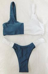 Zaful Blue And White Color Block Bikini  Photo 0