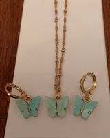 Blue Butterfly Earring And Necklace Set Photo 0