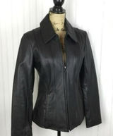 Nautica Genuine Leather Black Zippered Jacket size large! Photo 0
