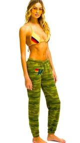Aviator nation camo green logo colorful sweatpants M revolve sold out classic Photo 0