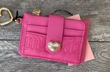 Juicy Couture | Hot Pink Cardholder Wallet with Pearl Heart Charm Photo 0