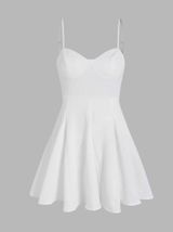 Cider White Solid Texture Cami Mini Dress Photo 0