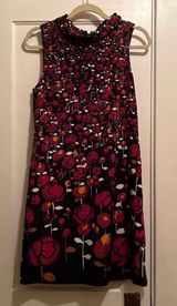Elie Tahari | Red & Black Floral Mock-neck Professional  Sleeveless Dress 10 Photo 0