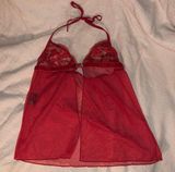 Leg Avenue Red Lace Bralette Open Front Babydoll Lingerie Top Photo 0