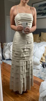 JS Collections Tan layered Gown Photo 0