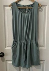 Zenana Knit Romper Sleeveless Shorts Elastic Waist Green Womens Size XL Photo 0