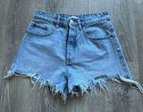Zara Button Fly High Waist Denim Shorts Size 4 Photo 0