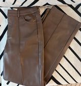 Stradivarius Brown Leather Pants Photo 0