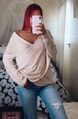 Francesca's Pink Wrap Sweater Photo 0