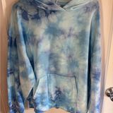 PINK Victoria's Secret Blue Tie Dye Hoodie Sweatshirt Medium Pullover Photo 0