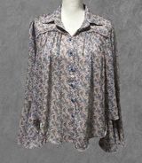 DRESS FORUM LOS ANGELES | Floral Flare Sleeve Button Down Collared Blouse Size L Photo 0