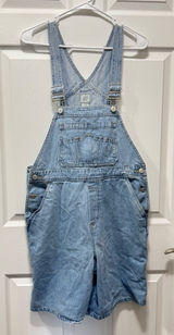 Vintage Gap Denim Carpenter Short Overalls Light Blue Size Medium Photo 0