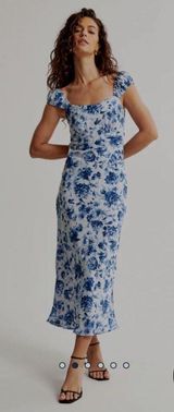 Abercrombie Midi Floral Dress Blue Photo 0
