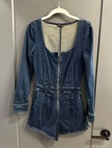 Dark Washed Denim Romper Photo 0