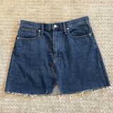 Madewell Rigid Denim A-Line Raw Hem Denim Mini Skirt Photo 0