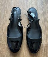 Black Maxine Patent Leather Cap Round Toe Slingback Ballet Flats 7 Photo 0