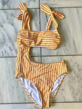 Xhilaration  Striped Cut-Out Bathing Suit Photo 0