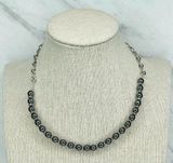 Silver Tone Beaded Short Toggle Choker Necklace Photo 0