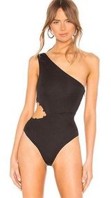 H:ours Revolve  One Shoulder Black Bodysuit Photo 0