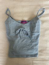 Edikted Striped Tank Top Blue White Crop Photo 0