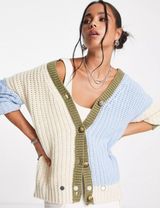 Oversized Cardigan In Color Block Photo 0