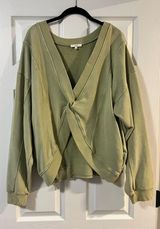 Green Front Knot Sweatshirt Photo 0