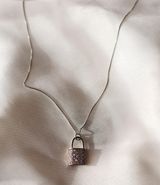 Boutique Dainty Silver Diamond Lock On Box Chain  Photo 0