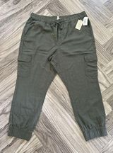St. John's Bay Womens Linen Blend Cargo Jogger Pull On Pants Oregano Size 2XL Photo 0